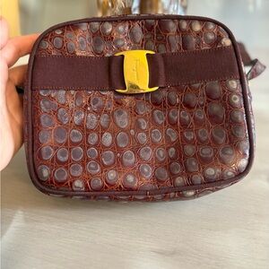Salvatore Ferragamo Croc-Embossed Leather‎ Crossbody Bag